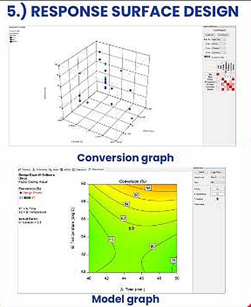 Poster panel 5: response surface design conversion graph and model graph